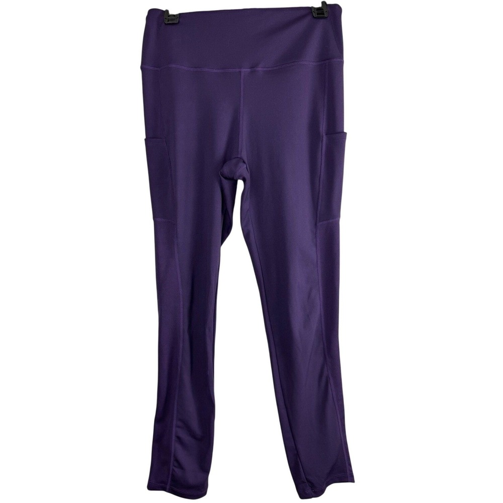 Cali Active Purple High Rise Workout Leggings Tech Thigh Pockets Medium